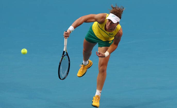 TENNIS FED CUP FINAL, Sam Stosur of Australia in action during the doubles match against Caroline Garcia and Kristina Mladenovic of France on day 2 of the Fed Cup Final tennis competition between Australia and France at RAC Arena in Perth, Saturday, November 10, 2019. ( NO ARCHIVING, EDITORIAL USE ONLY, NO USE IN BOOKS WITHOUT CONSENT PERTH WA AUSTRALIA  Copyright: xGARYxDAYx 20191110001431873324