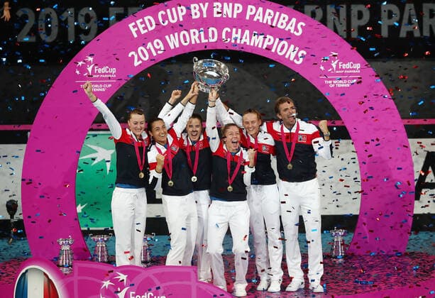 TENNIS FED CUP FINAL, during the doubles match against on day 2 of the Fed Cup Final tennis competition between Australia and France at RAC Arena in Perth, Saturday, November 10, 2019. ( NO ARCHIVING, EDITORIAL USE ONLY, NO USE IN BOOKS WITHOUT CONSENT PERTH WA AUSTRALIA  Copyright: xGARYxDAYx 20191110001431880374