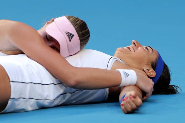 TENNIS FED CUP FINAL, Caroline Garcia and Kristina Mladenovic of France celebrate after winning the Fed Cup Final tennis competition between Australia and France at RAC Arena in Perth, Sunday, November 10, 2019. ( NO ARCHIVING, EDITORIAL USE ONLY, NO USE IN BOOKS WITHOUT CONSENT PERTH WA AUSTRALIA  Copyright: xRICHARDxWAINWRIGHTx 20191110001431886726