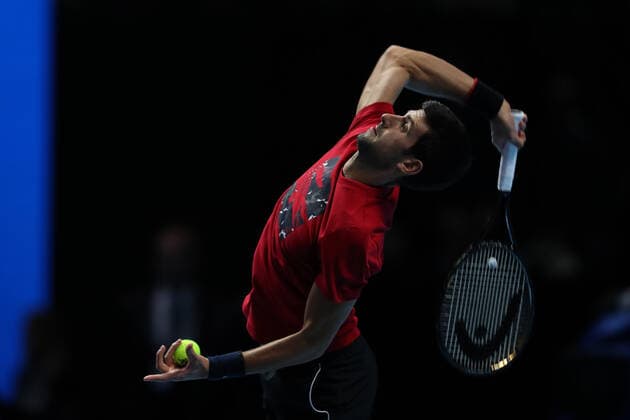 10th November 2019; 02 Arena. London, England; Nitto ATP, Tennis Herren Tennis Finals; Novak Djokovic (Serbia) during his practice court session - Editorial Use  ActionPlus12186450 ShaunxBrooks