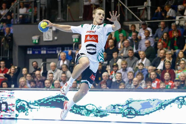 10.11.2019, xtgx, Handball Liqui Moly HBL, SC Magdeburg - GWD Minden emspor, v.l. Mats Korte (Minden, 11) wirft Tor, Torschütze, erzielt Tor, Treffer, scores the goal GETEC Arena