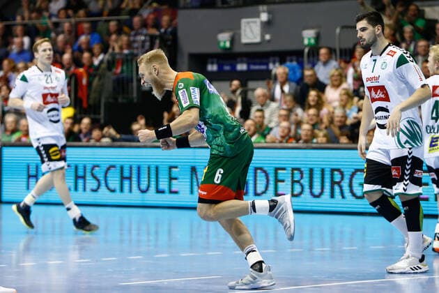 10.11.2019, xtgx, Handball Liqui Moly HBL, SC Magdeburg - GWD Minden emspor, v.l. Matthias Musche (Magdeburg, 6) Jubel, Torjubel, jubelt über das Tor, celebrate the goal, celebration GETEC Arena