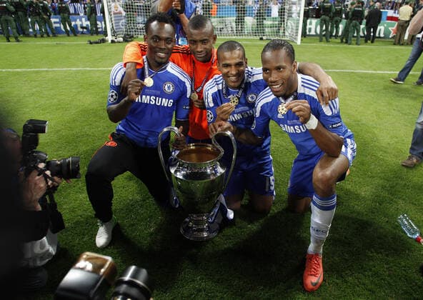Drogba,Esien,Kalou & Malouda Celebrate Bayern Munich V Chelsea FC Uefa Champions League Final 2012 Football Arena Munchen Allianz Arena, Munich, Germany 19 May 2012  Copyright: MaryxEvansxAllstarxRichardxSellers 12535006 editorial use only