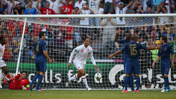 Joleon Lescott Celebrates Goal France V England Euro 2012 Euro 2012 France V England Donbass Arena, Donetsk, Ukraine 11 June 2012  Copyright: MaryxEvansxAllstarxStewartxKendall 12535741 editorial use only