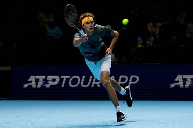 Alexander Zverev of Germany plays against Stefanos Tsitsipas of Greece on Day four of the Nitto ATP, Tennis Herren World Tour Finals at The O2 Arena on November 14, 2019 in London, England  Copyright: xElenaxLeonix xIPAx xElenaxLeonix 0