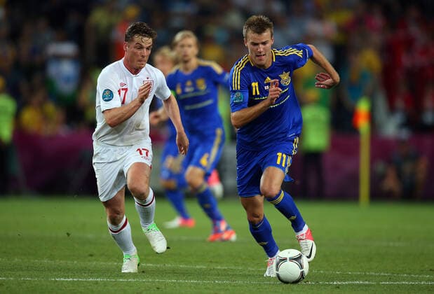 Scott Parker & Andriy Yarmolenko England V Ukraine Euro 2012 England V Ukraine Donbass Arena, Donetsk, Ukraine 19 June 2012  Copyright: MaryxEvansxAllstarxStewartxKendall 12541463 editorial use only