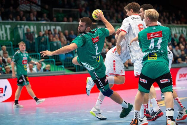 Minden, Deutschland 14.11.2019: 1. Handball-Bundesliga - 2019 2020 - GWD Minden vs. MT Melsungen Lucas Meister (Minden) Minden Nordrhein-Westfalen Deutschland Kampa Halle