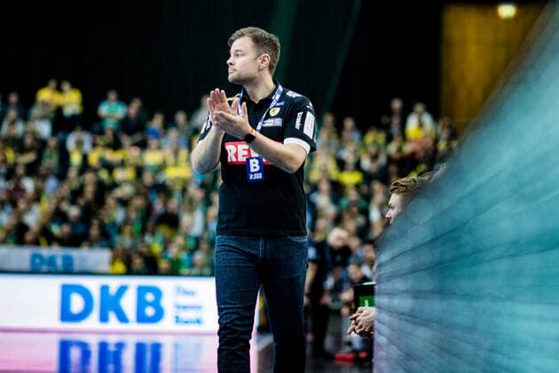Trainer Kristjan Andresson (Rhein Neckar Loewen) waehrend der Saison 2019-2020 in der 1. Handball Bundesliga (Herren) zwischen SC DHfK Leipzig und Rhein Neckar Löwen in der Arena Leipzig am 14. November 2019 in Leipzig, Sachsen, Deutschland