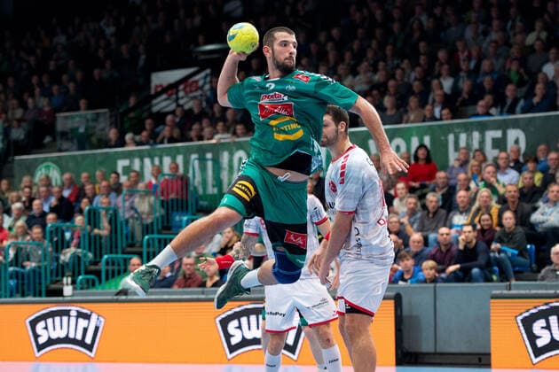 Minden, Deutschland 14.11.2019: 1. Handball-Bundesliga - 2019 2020 - GWD Minden vs. MT Melsungen Lucas Meister (Minden) Minden Nordrhein-Westfalen Deutschland Kampa Halle
