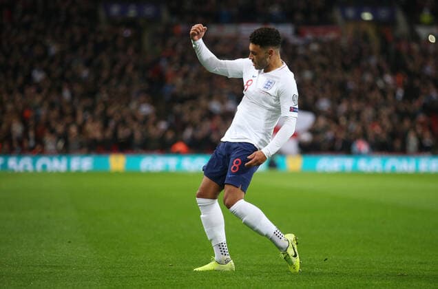 England v Montenegro UEFA EURO, EM, Europameisterschaft,Fussball 2020 Qualifiers Alex Oxlade-Chamberlain of England celebrates scoring their first goal during the UEFA Euro 2020 Qualifiers match at Wembley Stadium, London Content Not Available For UK Newspapers Copyright: xPaulxChestertonx FIL-13867-0011