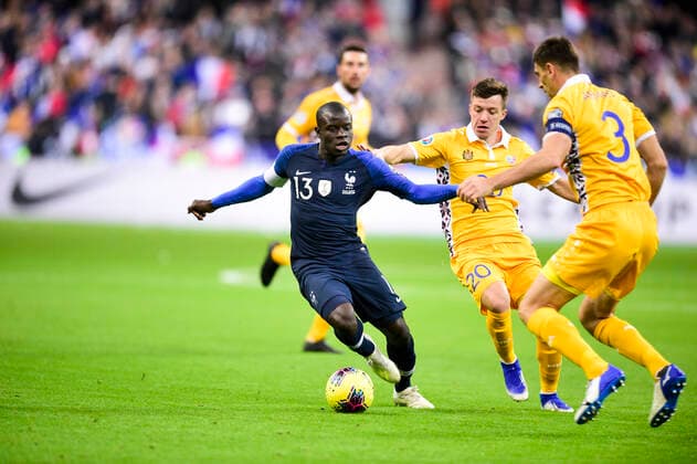 Ngolo Kante (Fra) vs Igor Armas (Mda) FOOTBALL : France vs Moldavie - Qualifications Euro 2020 - Paris - 14 11 2019 JBAutissier Panoramic 