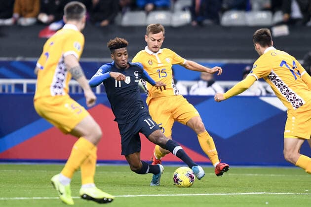 11 KINGSLEY COMAN (FRA) - 15 Ion Jardan (mol) FOOTBALL : France vs Moldavie - Qualifications Euro 2020 - 14 11 2019 AnthonyBIBARD FEP Panoramic 