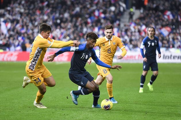 Fußball, EM-Qualifikation, Frankreich - Moldawien 14 Artur Craciun (mol) - 11 KINGSLEY COMAN (FRA) FOOTBALL : France vs Moldavie - Qualifications Euro 2020 - 14 11 2019 AnthonyBIBARD FEP Panoramic 