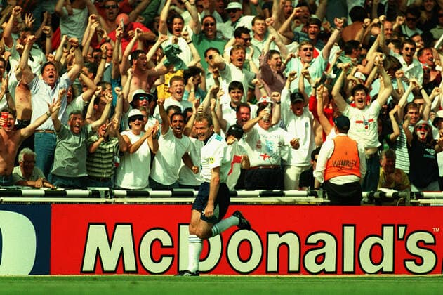 Alan Shearer Celebrates Scotland V England 15 June 1996  Copyright: MaryxEvansxAllstarxRichardxSellers 12112231 editorial use only