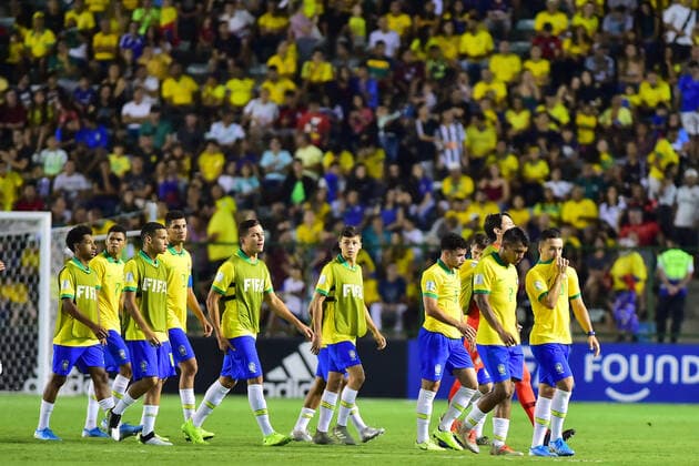FuÃŸball, U17 WM, Brasilien - Frankreich 14th November 2019; Bezerrao Stadium, Brasilia, Distrito Federal, Brazil; FIFA U-17 World Cup Semi Final 2019, France versus Brazil; Players of Brazil - Editorial Use  ActionPlus12188093 AdrianxMacias