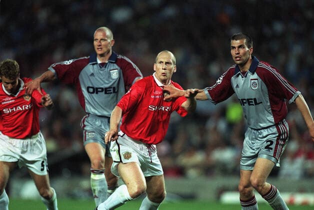 Jaap Stam & Markus Babbel Manchester United, ManU Bayern Munich 26 May 1999  Copyright: MaryxEvansxAllstarxRichardxSellers 12139068 editorial use only