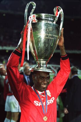 Andy Cole With Trophy Manchester United, ManU Bayern Munich 26 May 1999  Copyright: MaryxEvansxAllstarxRichardxSellers 12139070 editorial use only