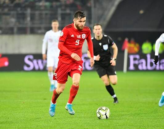 15.11.2019 St.Gallen,Schweiz, Fussball Laenderspiel Saison 2019 2020 EM-Qualifikation Schweiz - Georgien Im Bild : 9 Levan Shengelia (Georgien) Aktion Einzelbild