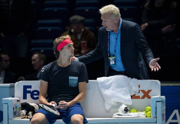 Sport Bilder des Tages Former German Tennis player BORIS BECKER with Alexander ZVEREV (Germany) during practice session during the Nitto ATP, Tennis Herren Finals Tennis London Day 6 at the O2, London, England on 15 November 2019. Copyright: xAndyxRowlandx PMI-3201-0048