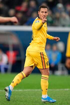 Eden Hazard midfielder of Belgium celebrates scoring a goal FOOTBALL : Russie vs Belgique - Saint Petersbourg - Qualification Euro 2020 - 16 11 2019 PhotoNews Panoramic 