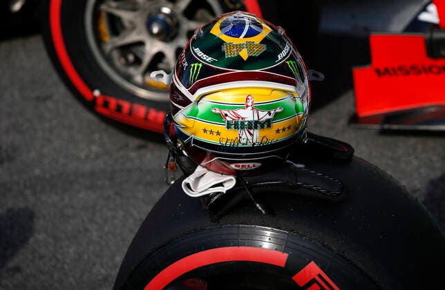 Motorsports: FIA Formula One World Championship, WM, Weltmeisterschaft 2019, Grand Prix of Brazil, hellmet of 44 Lewis Hamilton (GBR, Mercedes AMG Petronas Motorsport) Sao Paulo Brazil