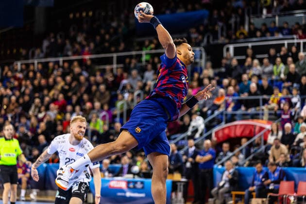 November 16, 2019, Barcelona, Barcelona, Spain: Timothey N guessan, 19 player of FC Barcelona, Barca Handbol from France, during the VELUX EHF Champions League match between FC Barcelona and Aalborg Handbold on November 16, 2019 at Palau Blaugrana, in Barcelona, Spain. Handball: VELUX EHF Champions League - FC Barcelona v Aalborg Handbold - ZUMAa181 20191116_zaa_a181_042 Copyright: xAFP7x