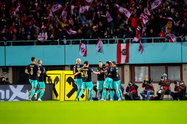 16.11.2019, Ernst Happel-Stadion, Wien, AUT, UEFA EM Qualifikation, Oesterreich vs Nordmazedonien, Gruppe G, im Bild Torjubel von Oesterreich during the UEFA European Championship, EM, Europameisterschaft qualification, group G match between Austria and Nordmazedonien at the Ernst Happel-Stadion in Vienna, Austria on 2019 11 16. Wien
