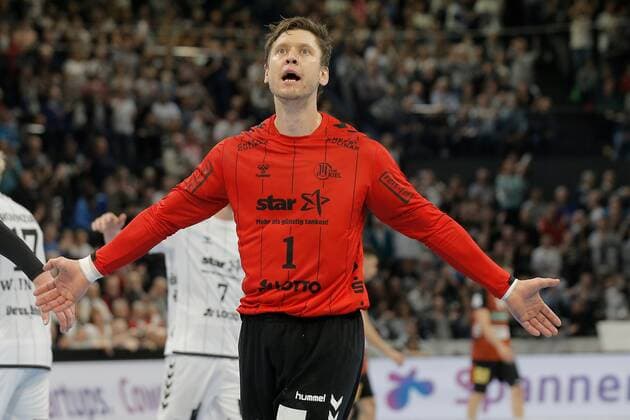1.Handball Bundesliga THW Kiel - TSV Hannover Burgdorf, Kiel, 17.11.2019 Jubel. Torwart Niklas Landin Jacobsen ( Kiel, 1 ) jubelt. Copyright: xBEAUTIFULxSPORTS DRPx