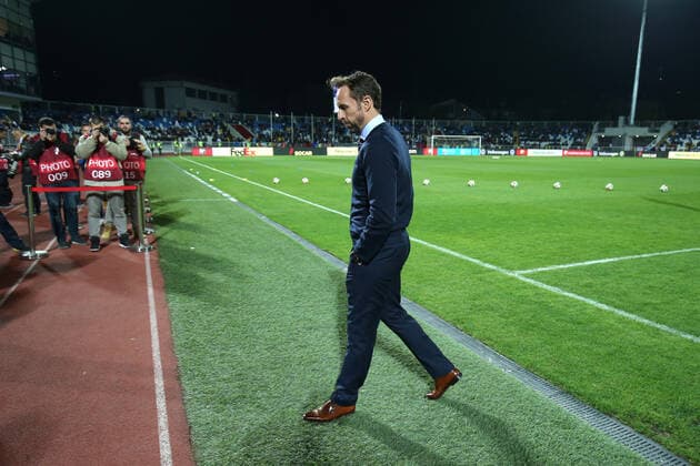 Kosovo v England UEFA EURO, EM, Europameisterschaft,Fussball 2020 Qualifiers England Manager Gareth Southgate before the UEFA Euro 2020 Qualifiers match at Fadil Vokrri Stadium, Prishtina Content Not Available For UK Newspapers Copyright: xPaulxChestertonx FIL-13875-0008