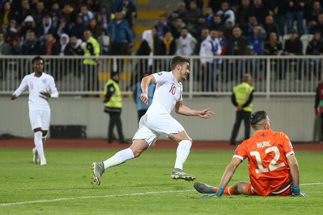 Kosovo v England UEFA EURO, EM, Europameisterschaft,Fussball 2020 Qualifiers Harry Winks of England celebrates scoring his sides 1st goal during the UEFA Euro 2020 Qualifiers match at Fadil Vokrri Stadium, Prishtina Content Not Available For UK Newspapers Copyright: xPaulxChestertonx FIL-13875-0020