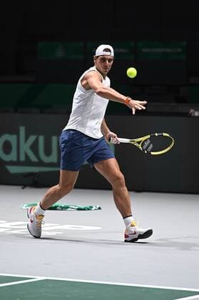 Rafael Nadal of Spain attends a Davis Cup team training session on the eve of the start of David Cup finals at the Caja Magica facilities in Madrid, Spain, 17 November 2019. The 2019 Davis Cup finals will take place from 18 to 24 November 2019 in Madrid. Training of Rafael Nadal !ACHTUNG: NUR REDAKTIONELLE NUTZUNG!  Copyright: xFERNANDOxVILLARx GRAF647 20191117-637096149299412696