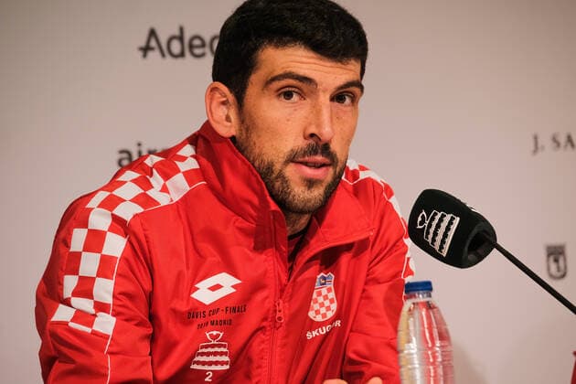 Franko Skugor ( capitaine croatie) TENNIS : Conference de presse - Coupe Davis - Madrid - 17 11 2019 AntonioNava Panoramic 