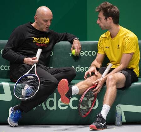 Sander Gille and Johan Van Herck of Belgium TENNIS : Conference de presse et entrainement Belgique - Coupe Davis - Madrid - 17 11 2019 PhotoNews Panoramic 