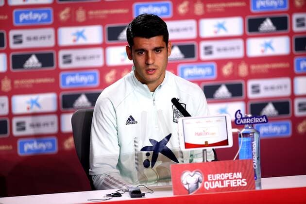 Spain s Alvaro Morata attends a presser at Las Rozas sports complex in Madrid, Spain, 17 November 2019, on the eve of a UEFA EURO, EM, Europameisterschaft,Fussball 2020 qualifying group F match between Spain and Romania at the Wanda Metropolitano stadium in Madrid. Spain s presser !ACHTUNG: NUR REDAKTIONELLE NUTZUNG!  Copyright: xRodrigoxJiménezx GRAF657 20191117-637096158673574813