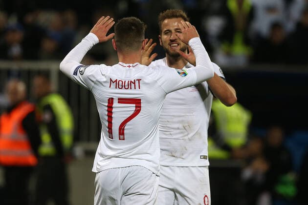 Kosovo v England UEFA EURO, EM, Europameisterschaft,Fussball 2020 Qualifiers Mason Mount of England celebrates scoring his sides 4th goal during the UEFA Euro 2020 Qualifiers match at Fadil Vokrri Stadium, Prishtina Content Not Available For UK Newspapers Copyright: xPaulxChestertonx FIL-13875-0055