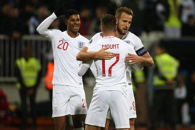 Kosovo v England UEFA EURO, EM, Europameisterschaft,Fussball 2020 Qualifiers Mason Mount of England celebrates scoring his sides 4th goal during the UEFA Euro 2020 Qualifiers match at Fadil Vokrri Stadium, Prishtina Content Not Available For UK Newspapers Copyright: xPaulxChestertonx FIL-13875-0058