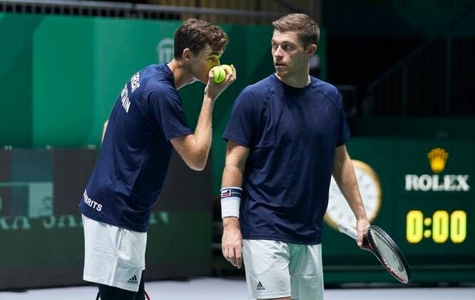 MADRID, SPAIN - NOVEMBER 17: Jamie Murray and Neal Skupski of Great Britain during a training session of Davis Cup by Rakuten Madrid Finals 2019 at Caja Magica on November 17, 2019 in Madrid, Spain. (Photo by Diego Souto Kosmos Tennis) Cordon Press