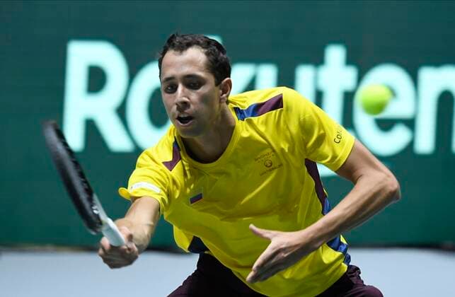 MADRID, SPAIN - NOVEMBER 18 : Galan of Colombia pictured during Davis Cup match between Belgium and Colombia at Casa Magica venue of the new look of Davis Cup 2019 on november 18 Madrid , Spain,18 11 2019 TENNIS : Finales Coupe Davis - Madrid - 18 11 2019 PhotoNews Panoramic 