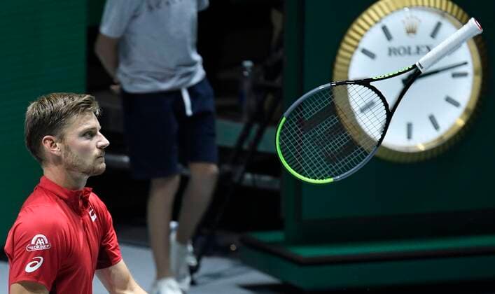 Sport Bilder des Tages MADRID, SPAIN - NOVEMBER 18 : David Goffin of Belgium looks dejected pictured during Davis Cup match between Belgium and Colombia at Casa Magica - Venue of the new look of Davis Cup 2019 on november 18 Madrid , Spain,18 11 2019 TENNIS : Finales Coupe Davis - Madrid - 18 11 2019 PhotoNews Panoramic 