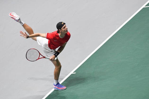 Sport Bilder des Tages Tennis - Davis Cup Finale 2019 - Shapovalov - Canada TENNIS : Davis Cup Finale - Spain - 18 11 2019 ChrysleneCaillaud Panoramic 