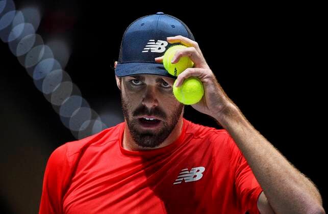 MADRID, SPAIN - NOVEMBER 19: Reilly Opelka of United States during the Group F match between USA and Canada during Davis Cup by Rakuten Madrid Finals 2019 at Caja Magica on November 19, 2019 in Madrid, Spain. (Photo by Corinne Dubreuil Kosmos Tennis) Cordon Press