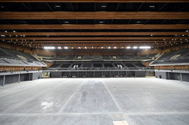 November 21, 2019, Tokyo, Japan - Construction of the Ariake Arena, the venue for the 2020 Tokyo Olympics volleyball and handball games and Paralympic wheelchair basketball, is almost completed on the waterfront area of Tokyos Ariake on Thursday, November 21. After the Tokyo 2020 Games, the arena will become a new sporting and cultural center with a seating capacity for up to 15,000 spectators. Noxthirdxpartyxsales  (117017360)