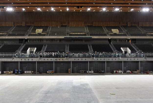 November 21, 2019, Tokyo, Japan - Construction of the Ariake Arena, the venue for the 2020 Tokyo Olympics volleyball and handball games and Paralympic wheelchair basketball, is almost completed on the waterfront area of Tokyos Ariake on Thursday, November 21. After the Tokyo 2020 Games, the arena will become a new sporting and cultural center with a seating capacity for up to 15,000 spectators. Noxthirdxpartyxsales  (117017362)