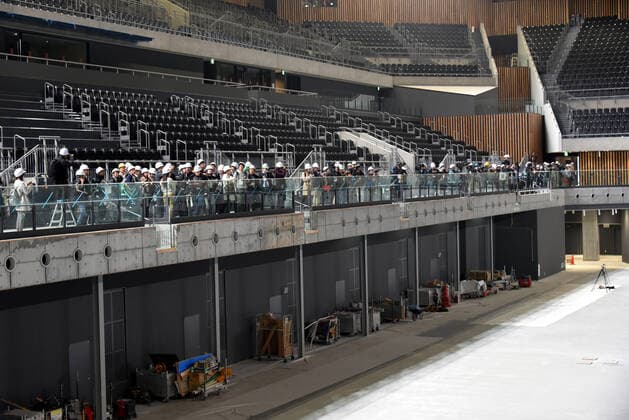 November 21, 2019, Tokyo, Japan - Construction of the Ariake Arena, the venue for the 2020 Tokyo Olympics volleyball and handball games and Paralympic wheelchair basketball, is almost completed on the waterfront area of Tokyos Ariake on Thursday, November 21. After the Tokyo 2020 Games, the arena will become a new sporting and cultural center with a seating capacity for up to 15,000 spectators. Noxthirdxpartyxsales  (117017363)