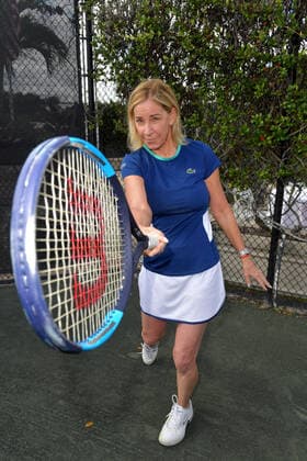 BOCA RATON, FL - NOVEMBER 22: Chris Evert playing Tennis at The Boca Raton Resort Tennis Center for the 29th Annual Chris Evert Raymond James Pro-Celebrity Tennis Classic, on November 22, 2019 in Boca Raton, Florida...People: Chris Evert 29th Annual Chris Evert Raymond James Pro-Celebrity Tennis Classic - ZUMAs214 95161480st Copyright: xSMGx