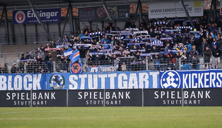 Fußball, Stadiongeschichte Stuttgarter Kickers BAU 23.11.2019 Stuttgart-Degerloch Fußball SV Stuttgarter Kickers vs. Neckarsulmer Union, Feature Stuttgarter Fans