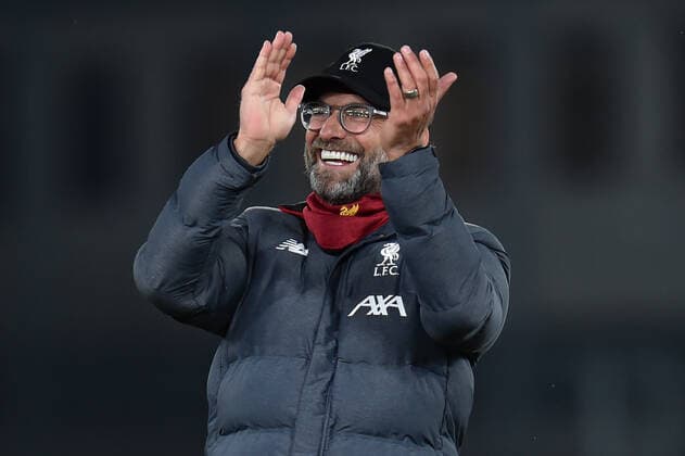 Crystal Palace v Liverpool Premier League Liverpool Manager Jurgen Klopp applauds the travelling fans at full time after the Premier League match at Selhurst Park, London Content Not Available For UK Newspapers Copyright: xMartynxHaworthx FIL-13887-0159