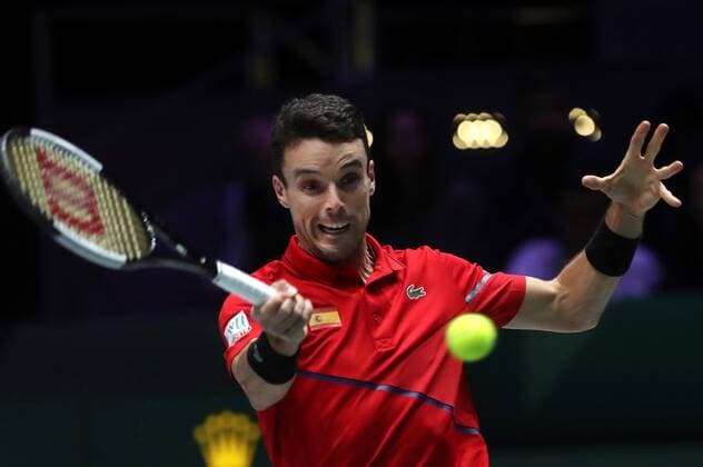 Spanish tennis player Roberto Bautista in action against Canadian Felix Auger-Aliassime during the Davis Cup Finals tennis tournament final tie between Canada and Spain at the Caja Magica facilities in Madrid, Spain, 24 November 2019. Spain vs. Canada !ACHTUNG: NUR REDAKTIONELLE NUTZUNG!  Copyright: xKikoxHuescax GRAF6220 20191124-637102127819628743