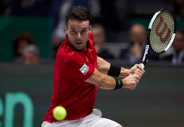 MADRID, SPAIN - NOVEMBER 24: Roberto Bautista of Spain in action during the Final match between Spain and Canada of Davis Cup by Rakuten Madrid Finals 2019 at Caja Magica on November 24, 2019 in Madrid, Spain. (Photo by Diego Souto Kosmos Tennis) Cordon Press