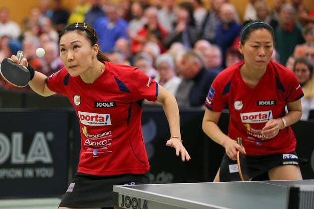 despor 24.11.2019 Tischennis 1.Bundesliga Damen TSV 1909 Langstadt-ttc berlin eastside emspor, emonline, oespor, v.l., Xiaona Shan (ttc eastside berlin e.V.) und Yu Fu (ttc eastside berlin e.V.) Foto: Joaquim Ferreira *** despor 24 11 2019 Tables 1 Bundesliga Women TSV 1909 Langstadt ttc berlin eastside emspor, emonline, oespor, v l , Xiaona Shan ttc eastside berlin e V and Yu Fu ttc eastside berlin e V Photo Joaquim Ferreira Copyright: JoaquimxFerreira